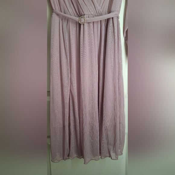 Alexa b nites dress womens sz 10 maxi shimmery lavender dress long sleeve formal - Picture 5 of 9